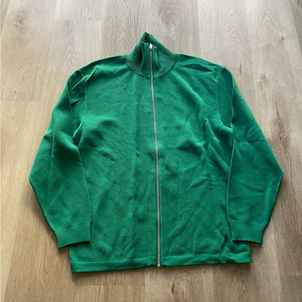 closed x Philouze green zip front oversized long sleeve knit jacket size